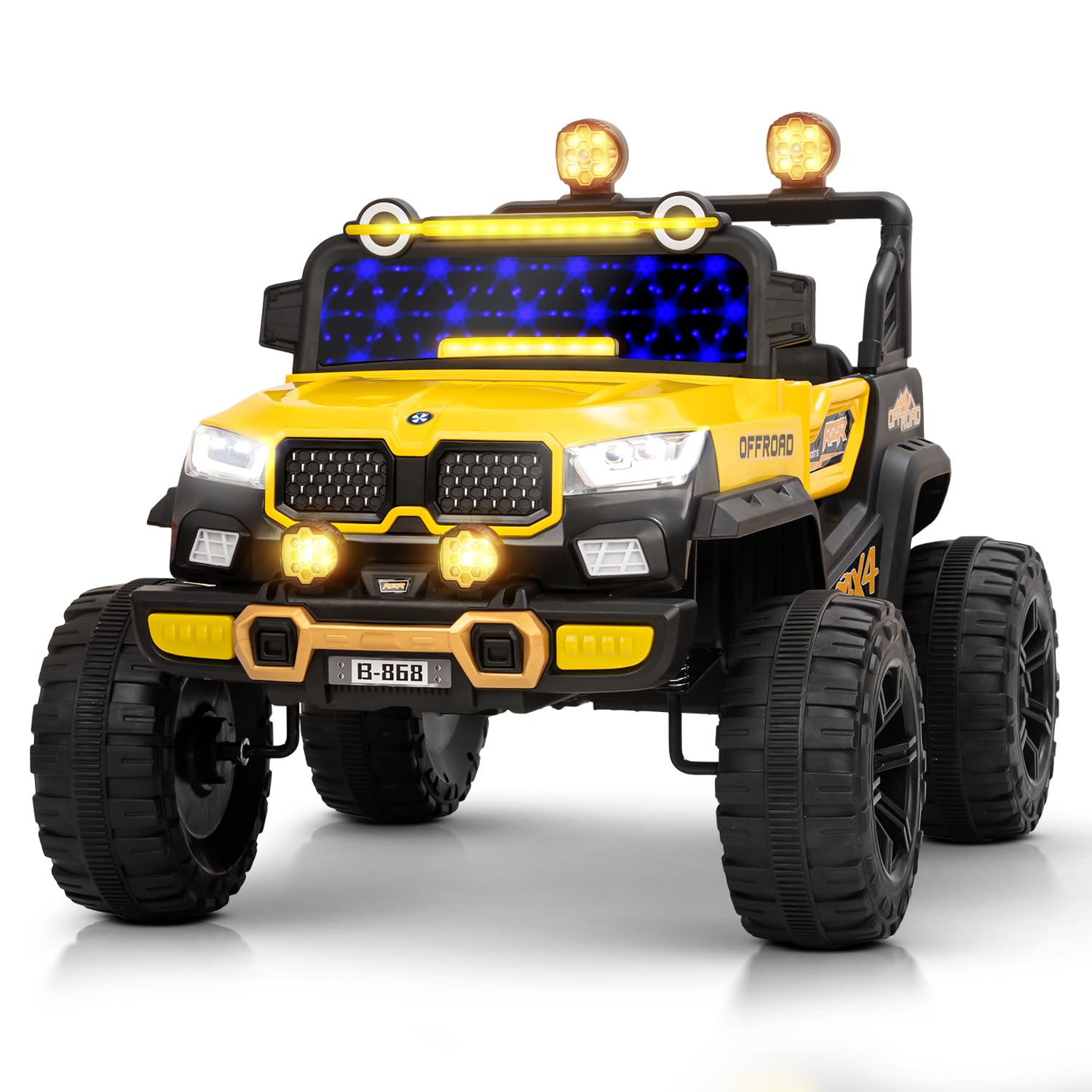 Baybee Rygon Battery Operated Jeep for Kids with RGB Windshield Light, USB, Bluetooth & Music | Electric Jeep Car for Kids