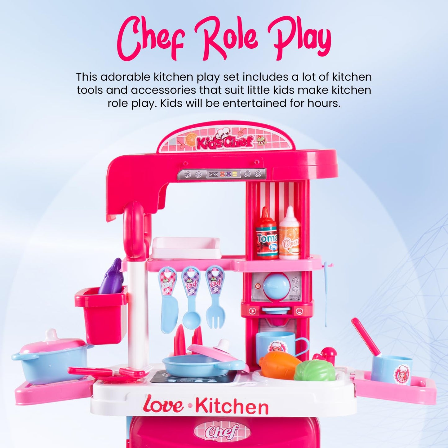 Baybee 2 in 1 Kitchen Set for Kids, Portable Pretend Play Little Chef Set Toys