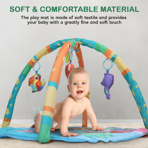 Joyful Juniors 2 in 1 Cotton Playgym with Rattle for Babies - Round Shape Baybee India