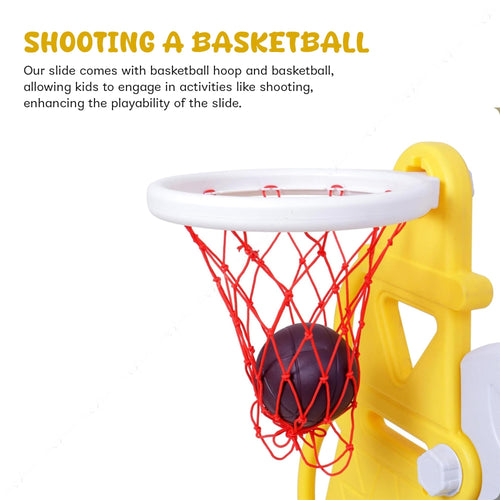 Baybee 2 in 1 Caste Sliders for Kids, Foldable Garden Kids Slider with Basketball Hook Baybee India
