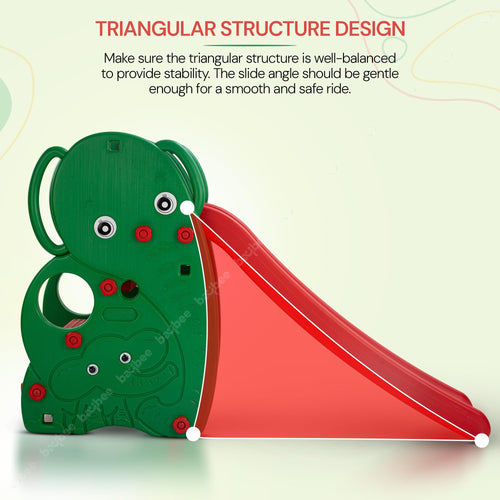 Baybee Foldable 3 in 1 Elephant Baby Garden Slider for Kids, Plastic Slides for Kids with Basketball Hook & Ball BAYBEE
