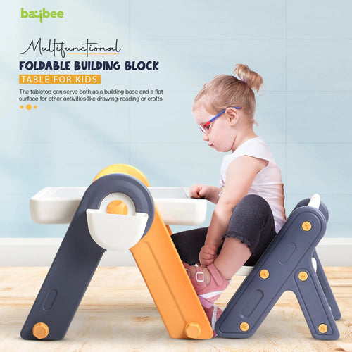 BAYBEE 6 in 1 Kids Study Table and Chair Set, Foldable, Anti Slip, Dual-Sided Tabletop, Easy to Store BAYBEE