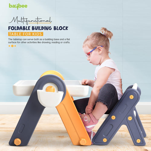 BAYBEE 6 in 1 Kids Study Table and Chair Set, Foldable, Anti Slip, Dual-Sided Tabletop, Easy to Store BAYBEE