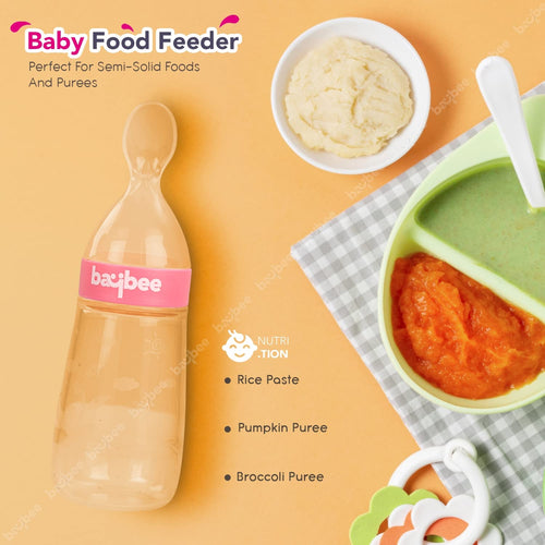 Baybee Silicone Food Squeeze Feeder Anti-Colic & BPA Free with Spoon for Infants Baybee India
