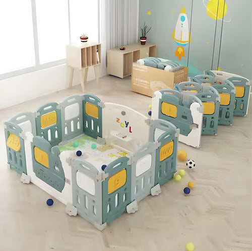 Baybee Train Kids Playpen for Babies Foldable Baby Play Area Indoor Setup with Safety Lock (18 Panels) BAYBEE