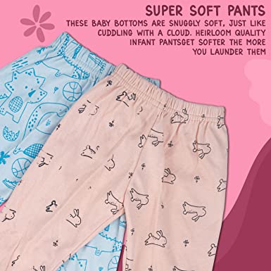 BAYBEE Pack of 6 Cotton Baby Pajamas Leggings Pant with Booties 9-12 Months BAYBEE