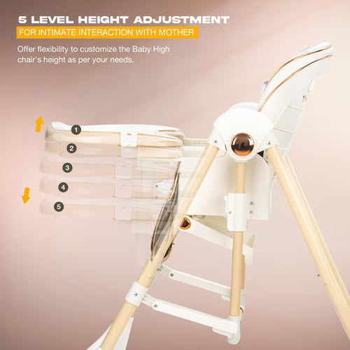 Baybee Nivio Convertible 3-in-1 Baby High Chair for Kids, Baby Swing Chair with 5 Height Adjustable, Footrest, Tray, 160° Recline, Safety Belt & Wheels Baybee India