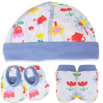 BAYBEE Pack of 3 Cotton Baby Mittens, Booties & Cap Set for New Born Baby