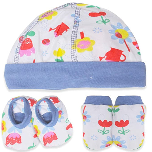 BAYBEE Pack of 3 Cotton Baby Mittens, Booties & Cap Set for New Born Baby BAYBEE
