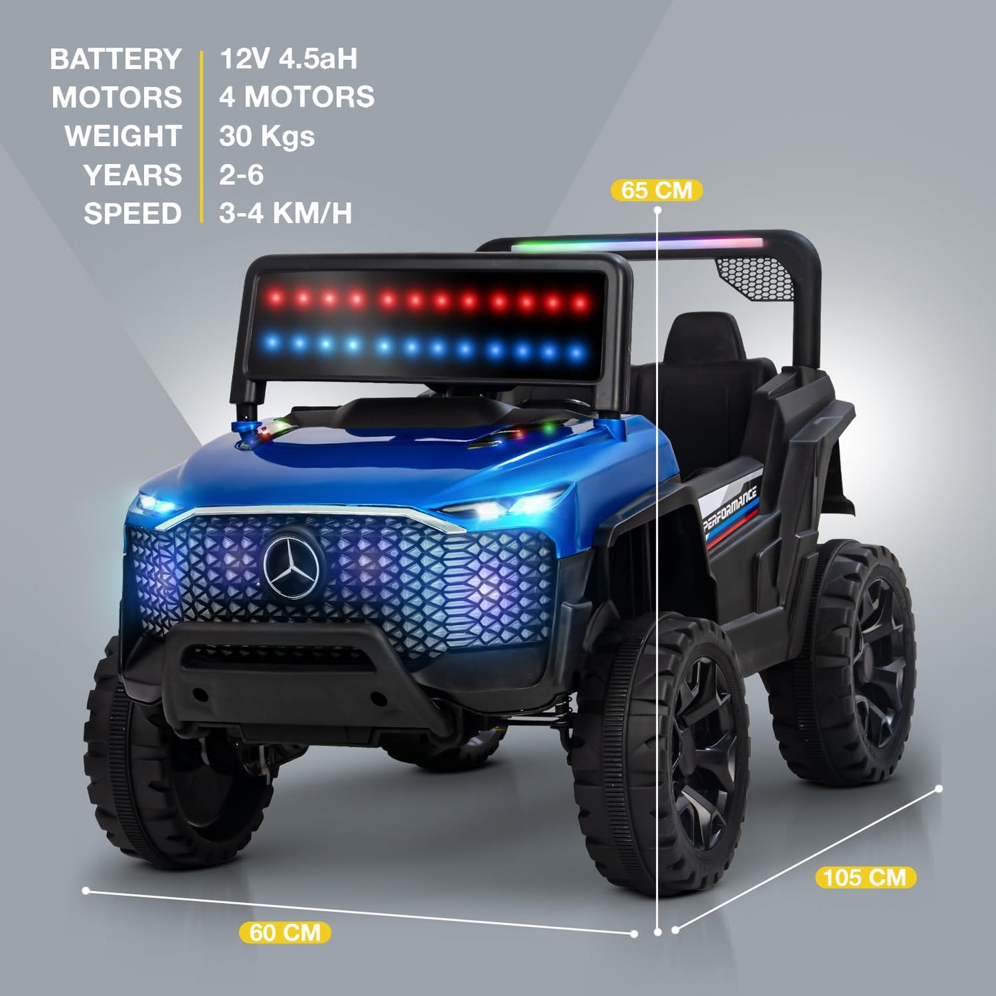 Baybee Rovera 4×4 Battery Operated Jeep for Kids, Ride on Toy Kids Car with RGB Windshield Light & Music | Baby Big Battery Car Toys for Kids | Electric Jeep Car for Kids to Drive 2 to 6 Years