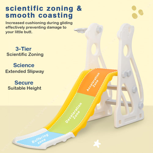 Baybee 2 in 1 Penguin Sliders for Kids, Foldable Garden Kids Slider with Basketball Hook BAYBEE