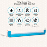 Baybee Bed Rail Guard Height Adjustable Barrier for Baby - 180 x 42 cm BAYBEE