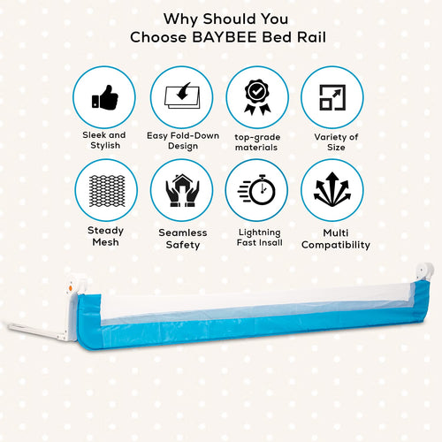 BAYBEE Bed Rail Guard Height Adjustable Barrier for Baby - 180 x 42 cm BAYBEE