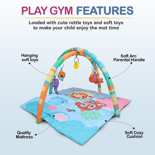 Baby Bloom 2 in 1 Cotton Playgym with Rattle for Babies - Square Shape Baybee India