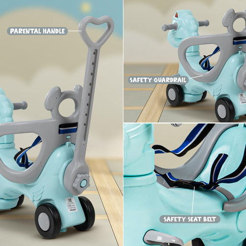 Baybee 3 in 1 Baby Horse Rider Kids Ride On Car for Kids, Push Ride on Toy with Rocker, Push Handle & Safety Belt | Baby Car Rocking Horse BAYBEE