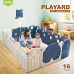 Baybee 2-in-1 Foldable Kids Playpen with Basketball Set & Sensory Toys Baby Play Yard with Safety Lock for 0-5 Years (16 Panel) Baybee India