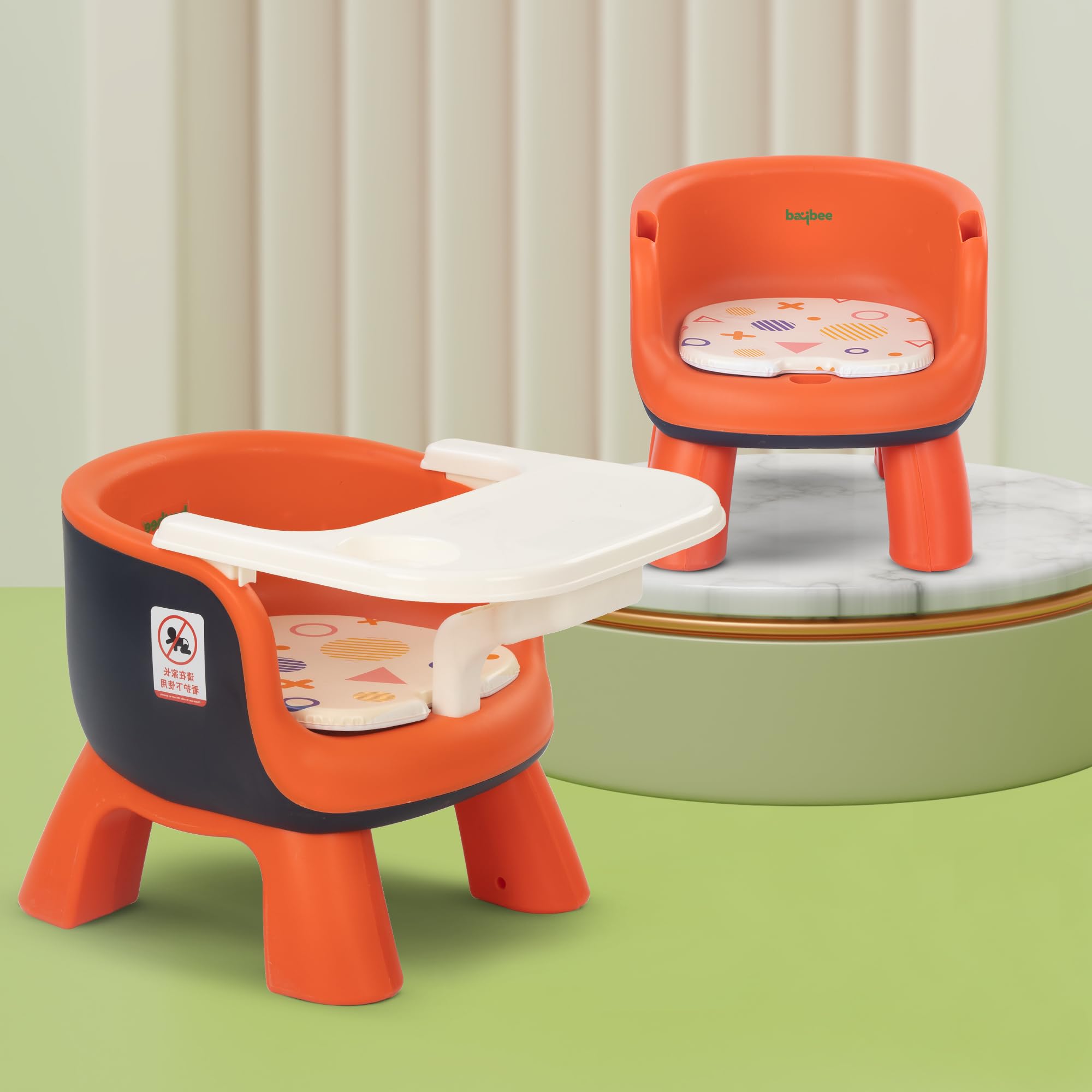 Baybee Creto Baby Booster Chair for Feeding | Portable Dining Chair for Baby with Removable Cushion Pad & Food Tray for Kids 6 Months to 3 Years