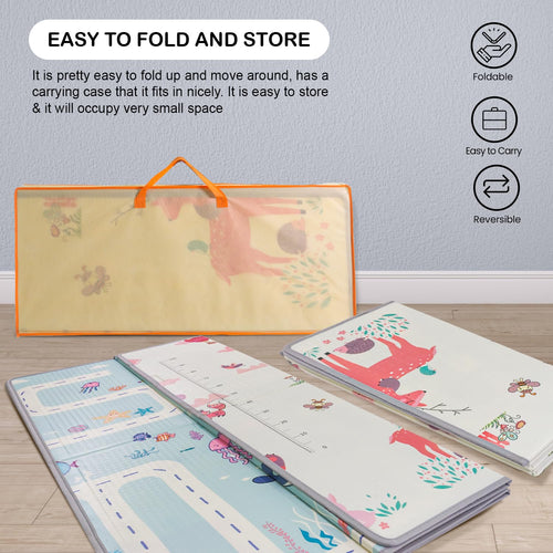 Sea Theme Baby Double Sided Play Mat Foldable Crawling Mat Size W-180cm X H-200 cm - Assorted Themes BAYBEE