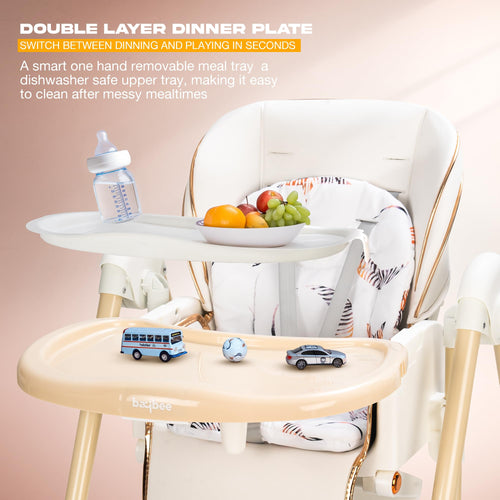 Baybee Nivio Convertible 3-in-1 Baby High Chair for Kids, Baby Swing Chair with 5 Height Adjustable, Footrest, Tray, 160° Recline, Safety Belt & Wheels Baybee India