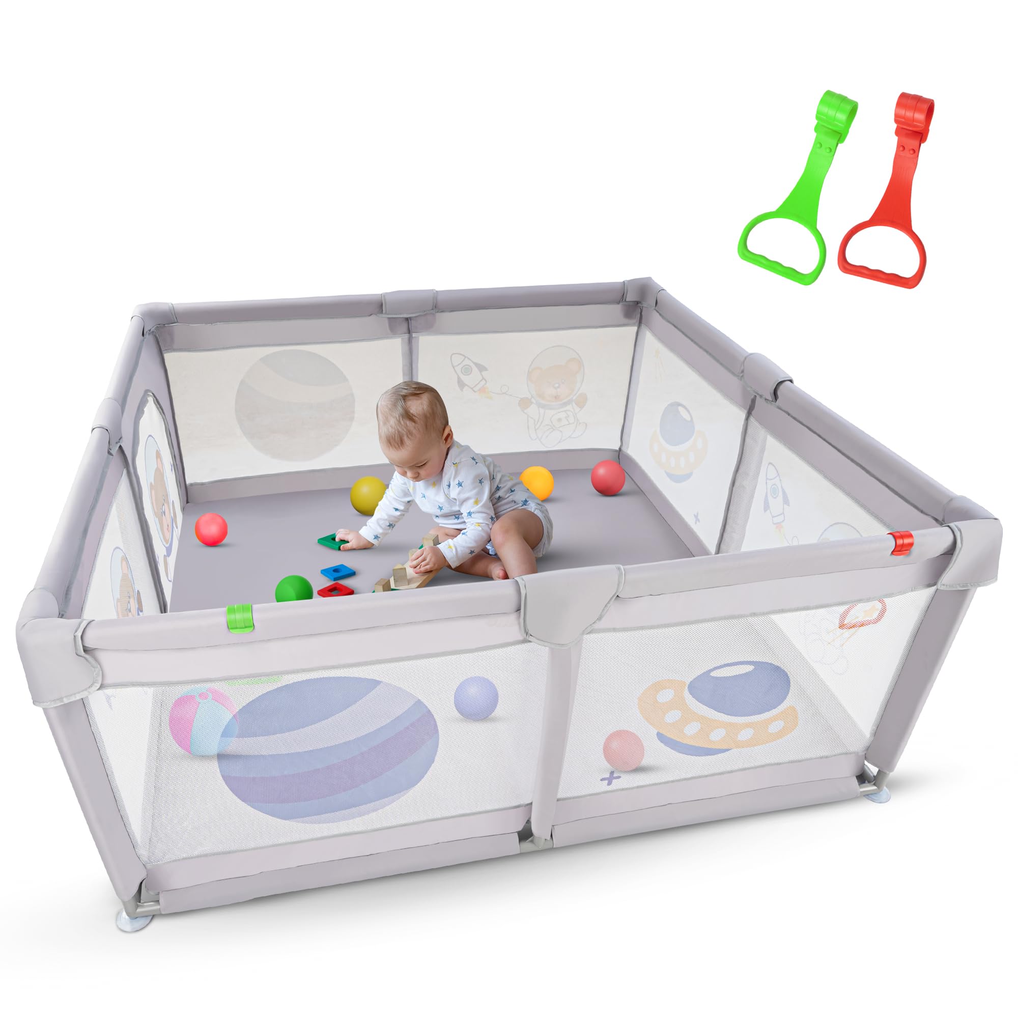 Baybee Kids Playards Playpen for Babies, Smart Folding & Portable Baby Activity with Safety Lock & Pull Rings - (180*150CM)