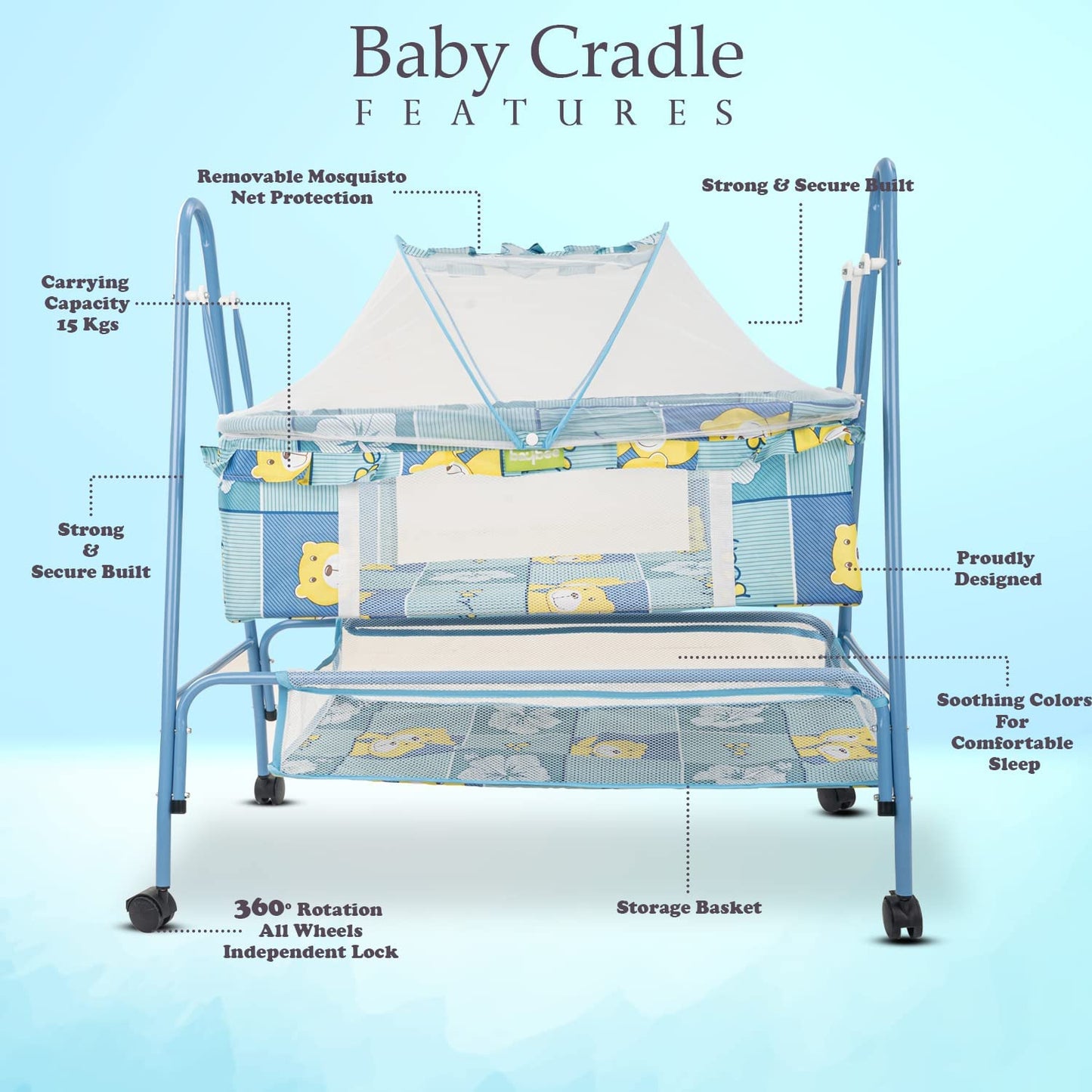 BAYBEE Arise Baby Swing Cradle for Baby with Mosquito Net, Palna Jhula for Baby