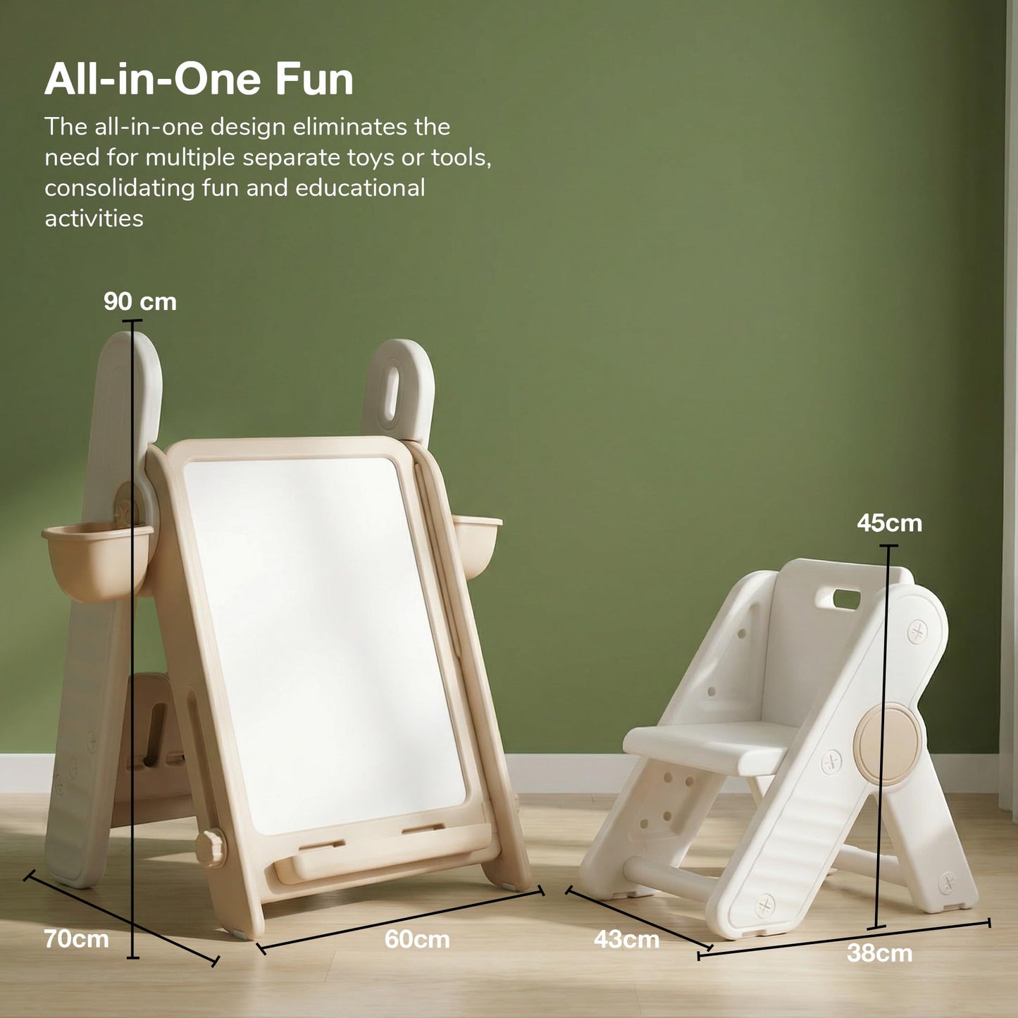 Baybee 2-in-1 Convertible Drawing & Writing Table for Kids Study Table with Whiteboard, Storage & Ergonomic Chair Baybee India