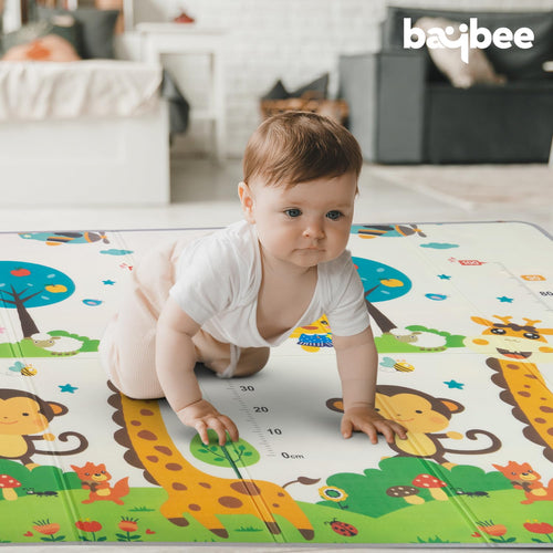 Forest Theme Baby Double Sided Play Mat Foldable Crawling Mat Size W-180cm X H-200 cm Assorted Themes BAYBEE