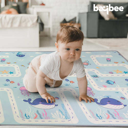 Sea Theme Baby Double Sided Play Mat Foldable Crawling Mat Size W-180cm X H-200 cm - Assorted Themes BAYBEE