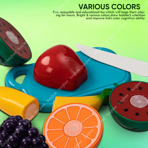 BAYBEE Fruit Toys Set For Kids|5Pcs Realistic Sliceable Fruits Cutting Play Toy|Fruits For Kids Toys With Knife & Cutting Board BAYBEE