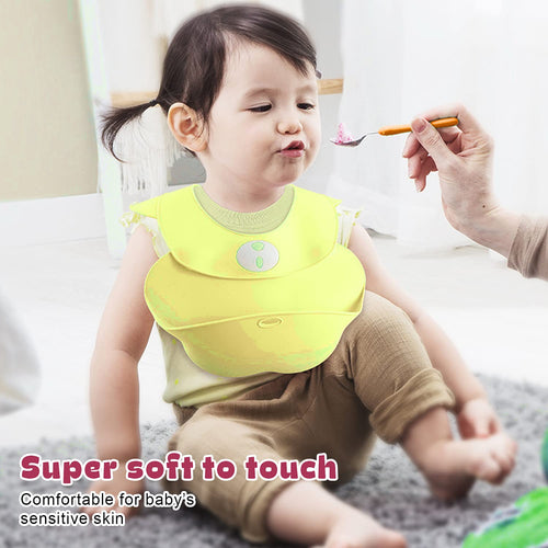 BAYBEE Silicone Baby Bib, BPA Free Soft, Durable & Adjustable Food Grade Bibs for Baby Feeding, Waterproof Feeding Apron pack of Two BAYBEE