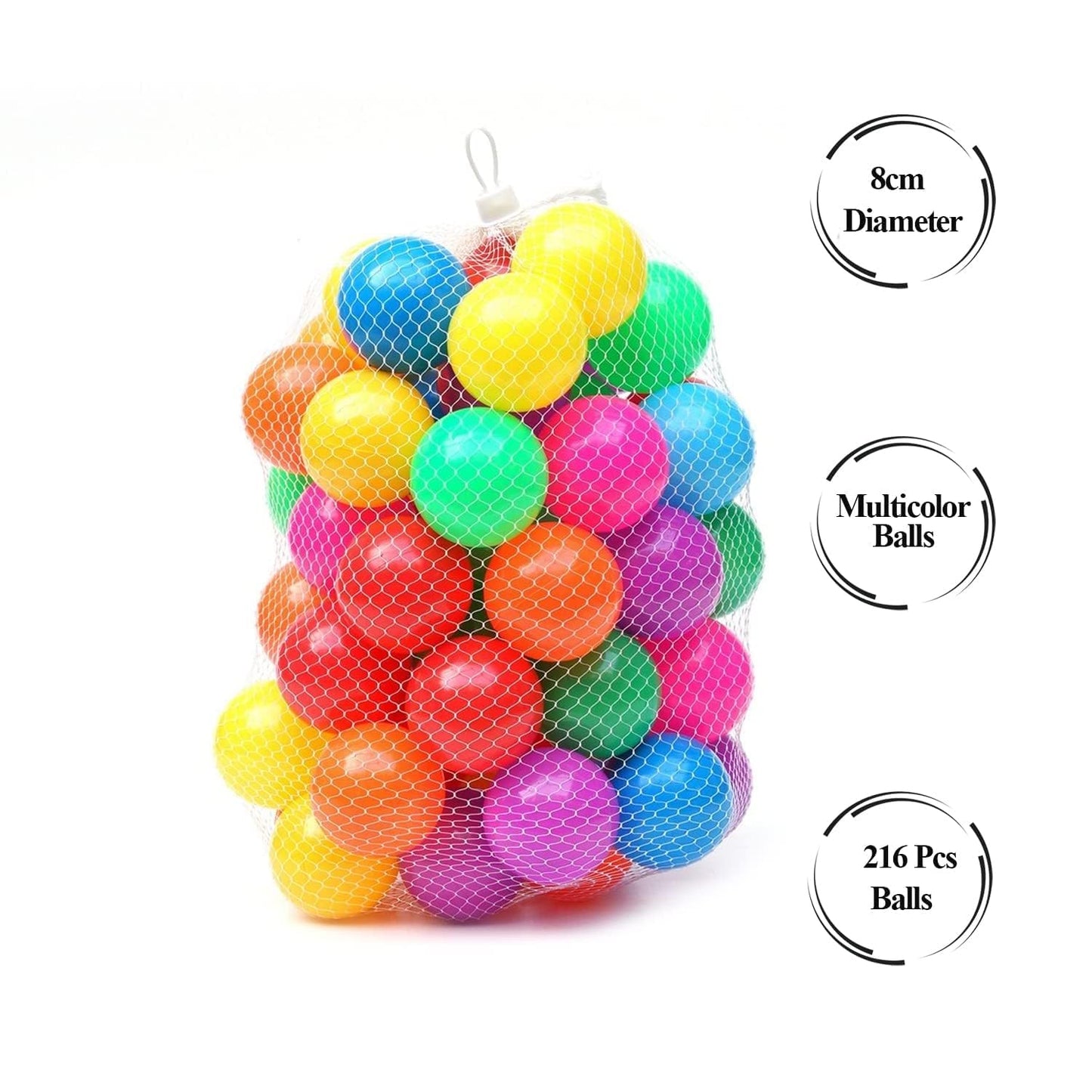 BAYBEE Soft Plastic Baby Pit Balls for Kids Reusable Soft Crush Proof Play Pit Balls Multicolour - (216 Pcs)