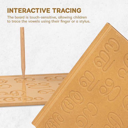 BAYBEE Kids Educational Wooden Malayalam Vowels Learning Handwriting & Reading Practice Tracing Puzzle Board with Pencil BAYBEE