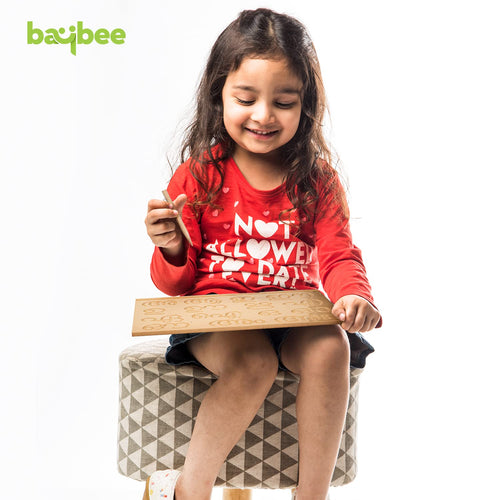 BAYBEE Kids Educational Wooden Malayalam Vowels Learning Handwriting & Reading Practice Tracing Puzzle Board with Pencil BAYBEE