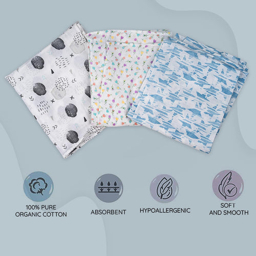 New Born Baby Cotton Muslin Swaddle Wrapper Blanket - Magical Space   (Pack of 5) BAYBEE