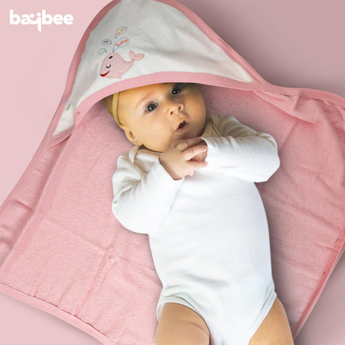 BAYBEE Pure Cotton Baby Terry Towel for New Born Babies, Washable Absorbent Soft Swaddle Wrapper for Baby (Pack of 2) BAYBEE
