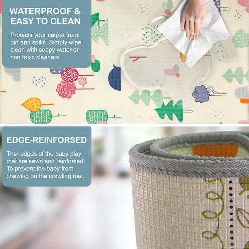 Cartoon Theme Baby Double Sided Play Mat Foldable Crawling Mat Size W-180cm X H-150 cm -  Assorted Themes BAYBEE