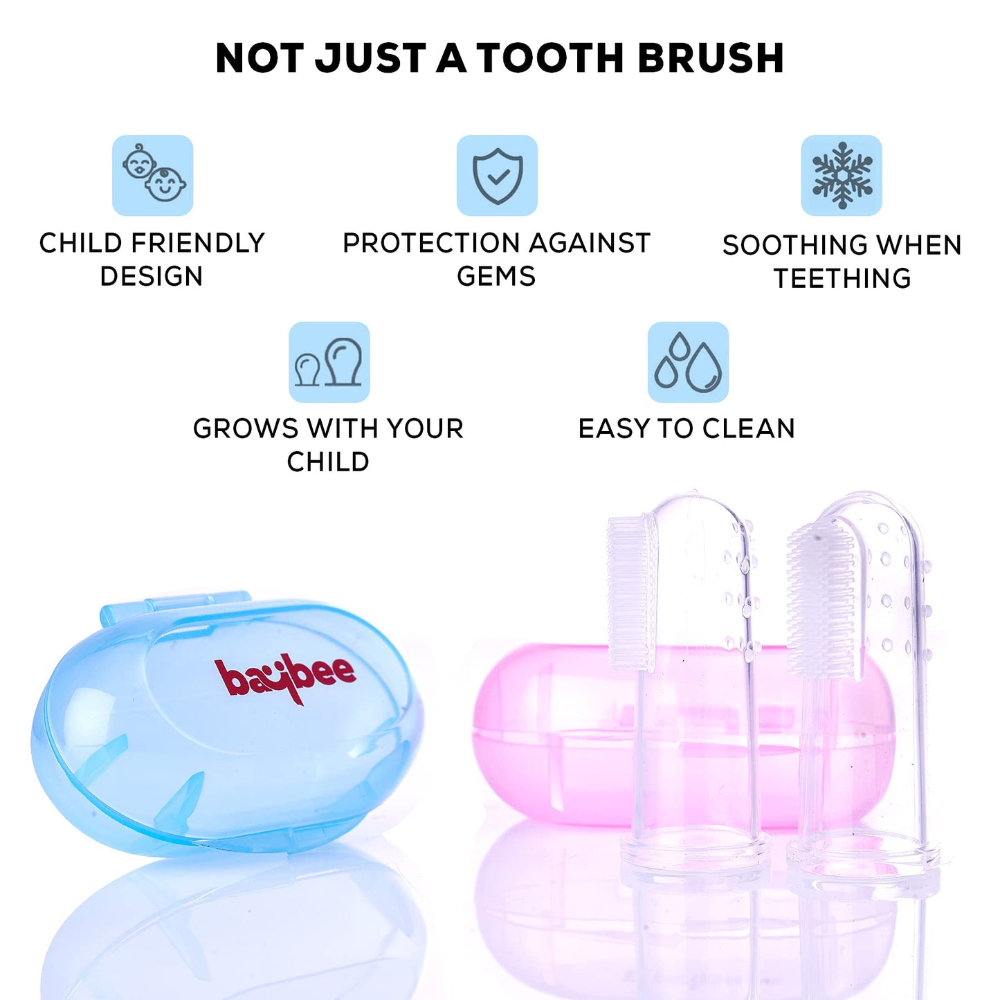Baybee Silicone Baby Finger Toothbrush, Food Grade Silicon Kids Toothbrush (Pack of 2) BAYBEE