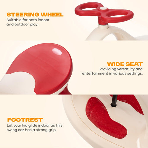 Baybee Glide Kids Magic Swing Car with 360° Steering, Music & PU LED Wheels | Magic Cars for Kids 3 to 8 Years Boys Girls BAYBEE