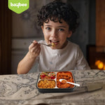 Baybee Panda Tiffin Box Stainless Steel Lunch Box with 3 Compartments with Spoon & Fork (900ml) BAYBEE