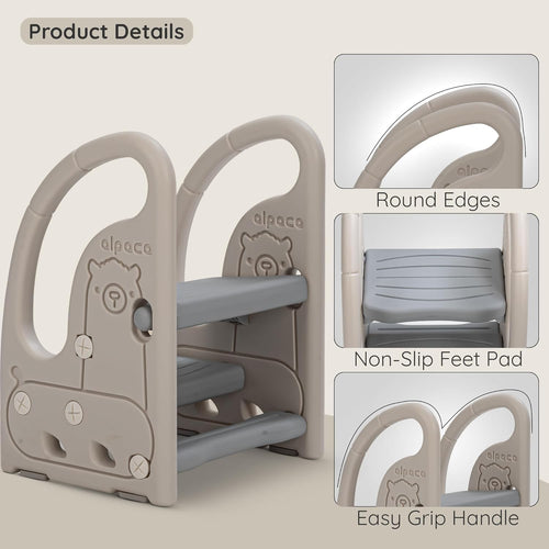 Baybee Toddler Step Stool for Kids | 2-Step Stepping Ladder with Handles | Anti-Slip Kids Step Stool for Kitchen & Bathroom | Potty Training Toilet Stool BAYBEE