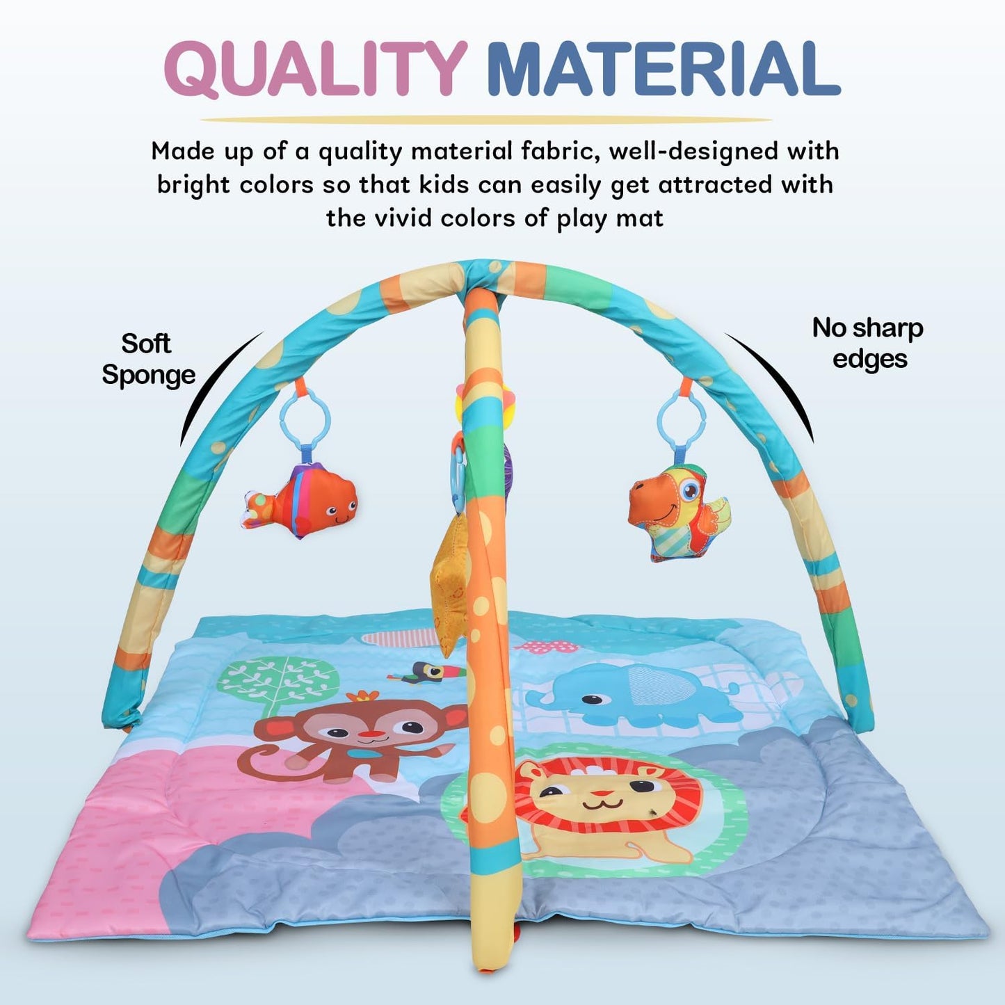 Baby Bloom 2 in 1 Cotton Playgym with Rattle for Babies - Square Shape