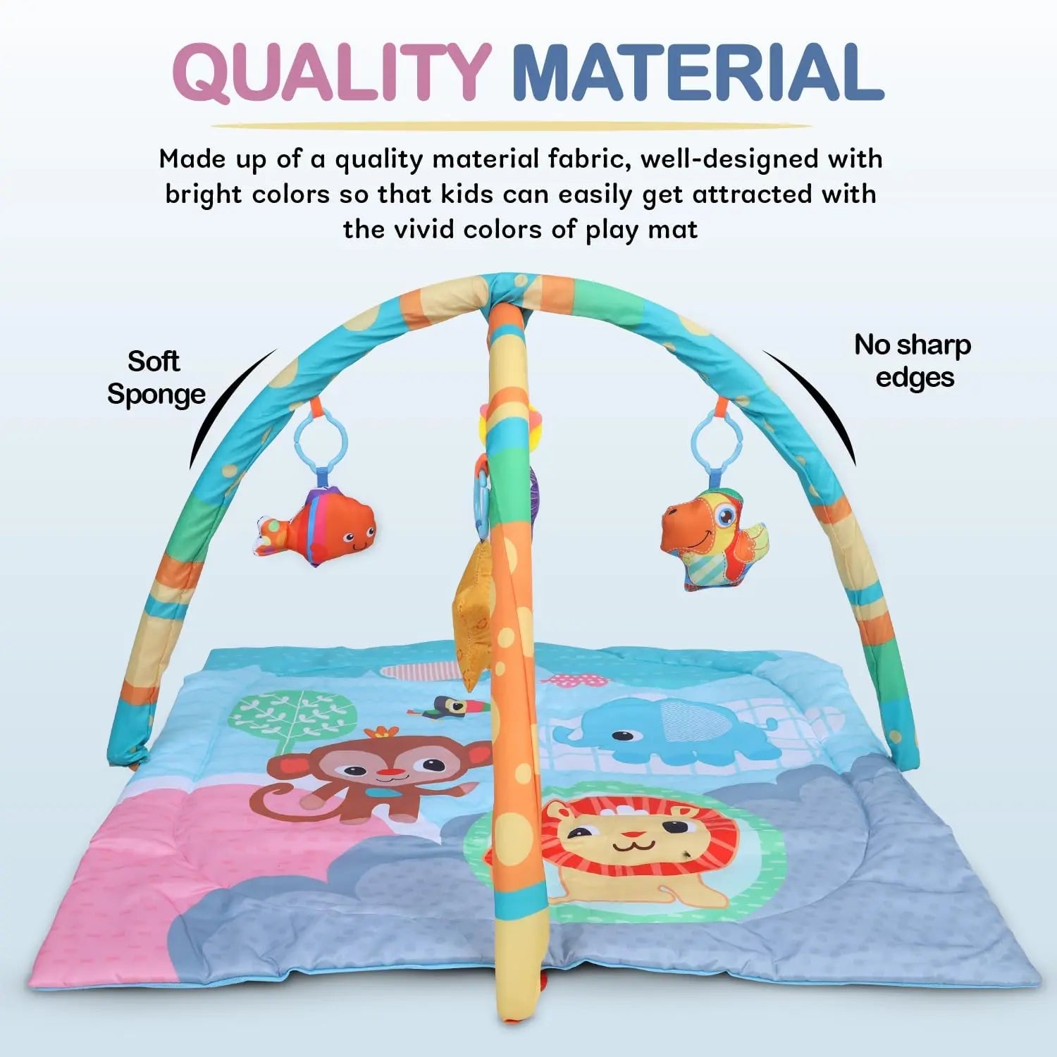 Baby Bloom 2 in 1 Cotton Playgym with Rattle for Babies - Square Shape Baybee India