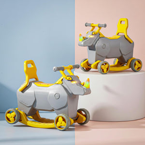Baby Rocking Rhino 2 in 1  Ride on Toy Car for Kids with RGB Lights & Music