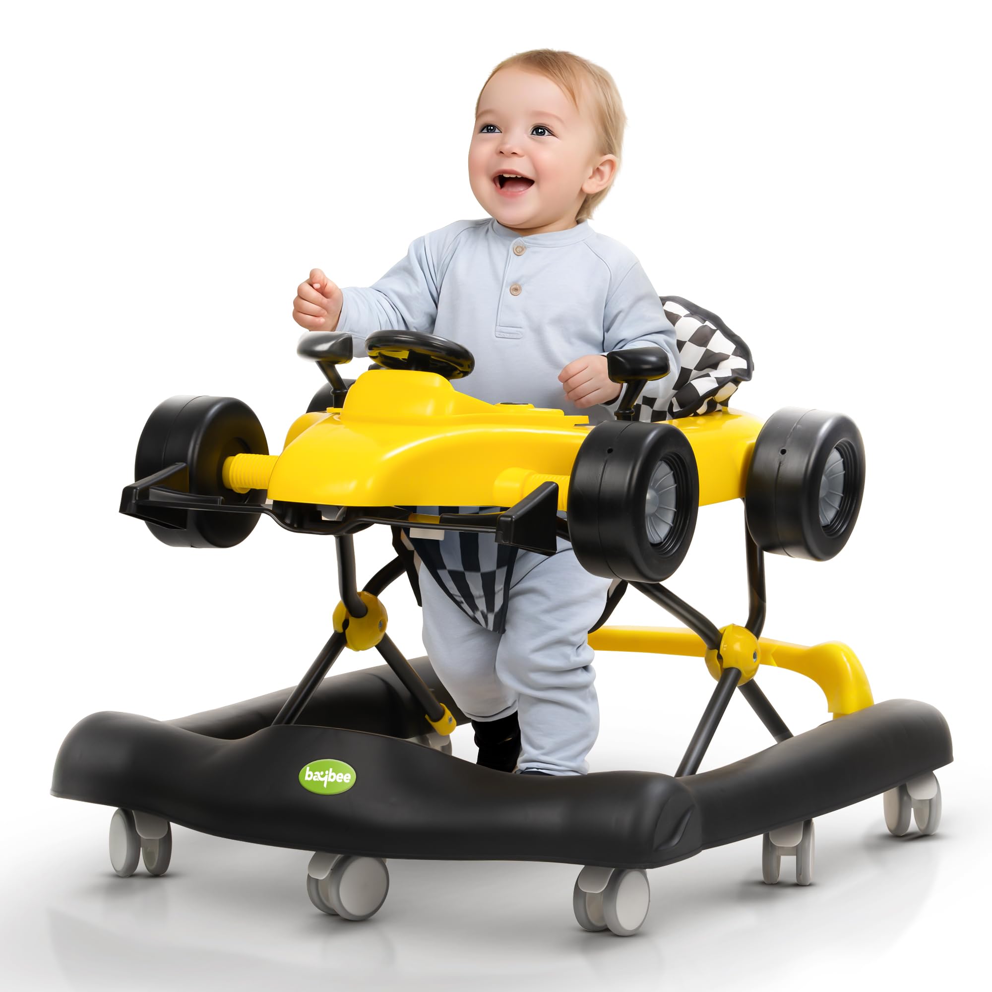 Baybee F1 2-in-1 Baby Walker for Kids | Adjustable Height, High Back Seat, Toy Lights & Music | Push & Activity Walker for Babies 6-18 Months