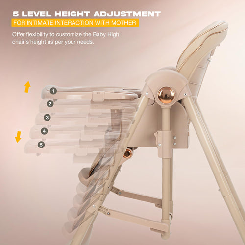 Baybee Nivio Convertible 3-in-1 Baby High Chair for Kids, Baby Swing Chair with 5 Height Adjustable, Footrest, Tray, 160° Recline, Safety Belt & Wheels Baybee India