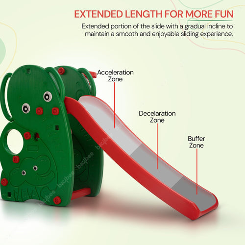 Baybee Foldable 3 in 1 Elephant Baby Garden Slider for Kids, Plastic Slides for Kids with Basketball Hook & Ball BAYBEE