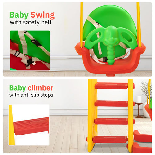Baybee Jumbo Garden Swing & Slider for Kids | Plastic Baby Slide Cum Swing Combo with Baby Basket Ball Toy BAYBEE