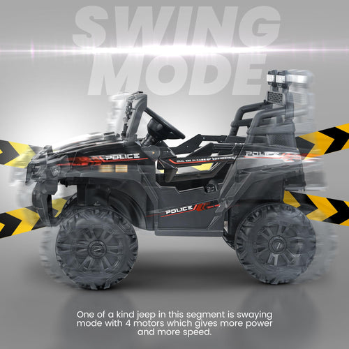 Baybee Police Edition Battery Operated Jeep for Kids, Ride on Baby Car with Music & Light | Kids Jeep Rechargeable Battery Car for 3 to 8 Years Boy Girl BAYBEE