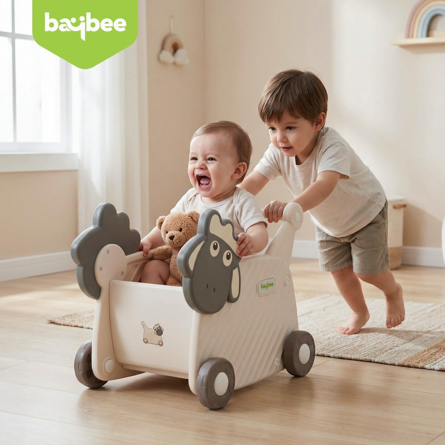 Baybee 2-in-1 Baby Shopping Cart Ergonomic Push Walker to Support Healthy Walking Baybee India