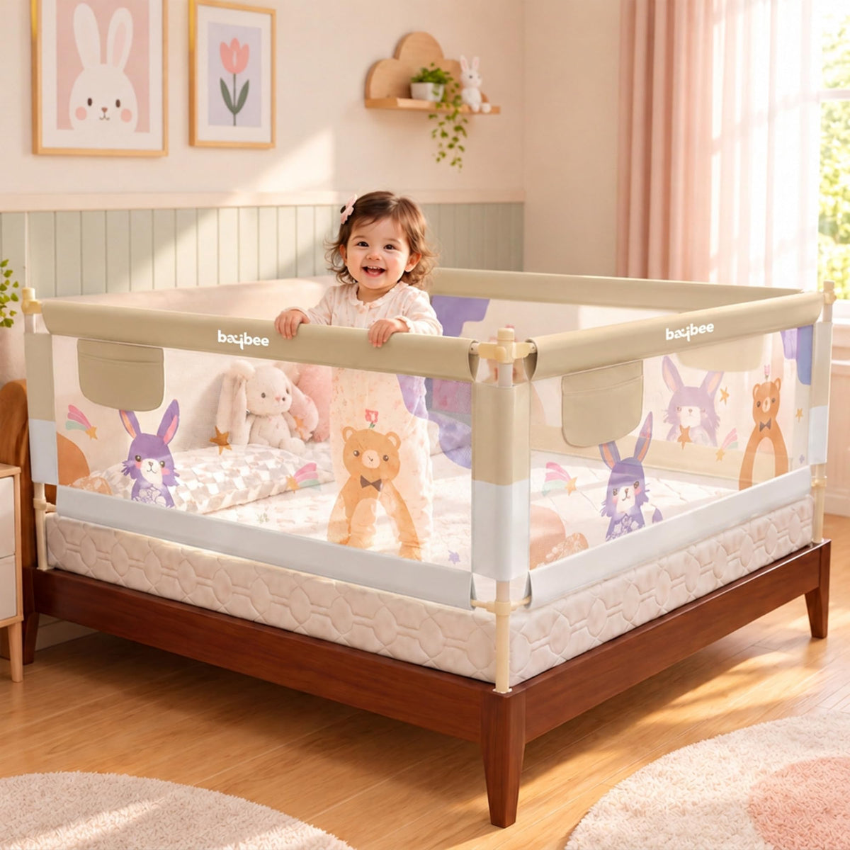 Baybee Bed Rail Guard for Baby Safety | Bed Side Protector for Baby with 28 Level Height Adjustable